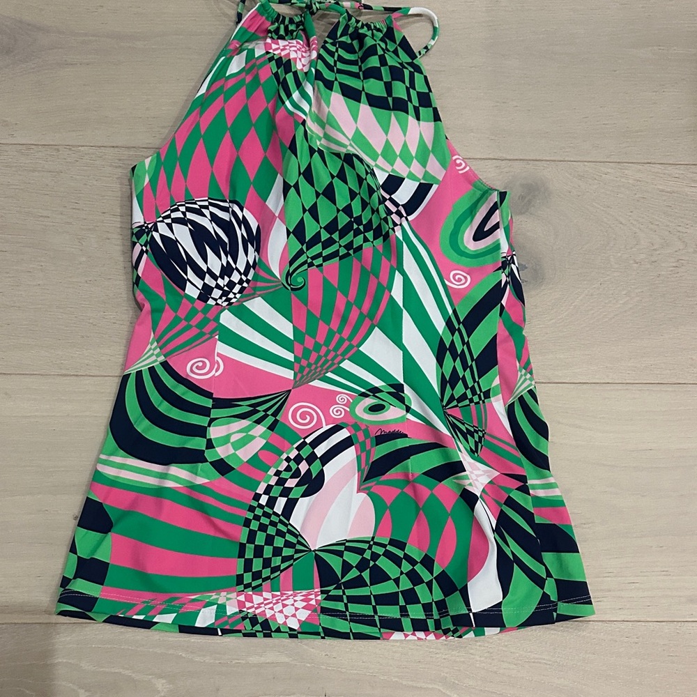 Melly M Pink and Green Halter Top - Picture 3 of 6
